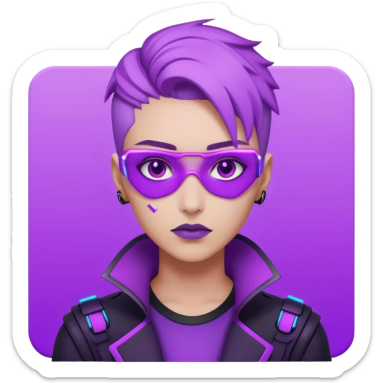 neutre gender neon cyberpunk light purple, I don't want you to use props sticker