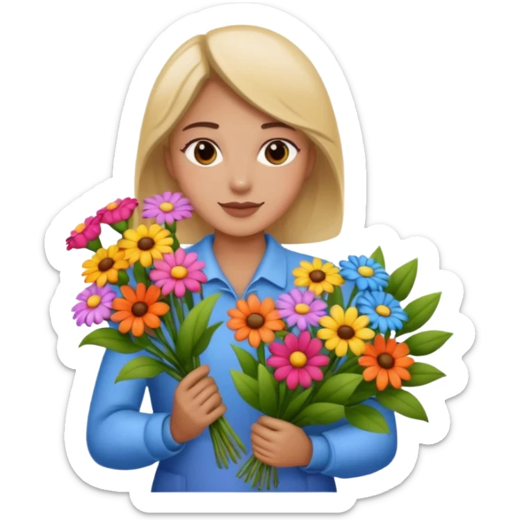 a beautiful bouquet of flowers in the hands of a florist sticker