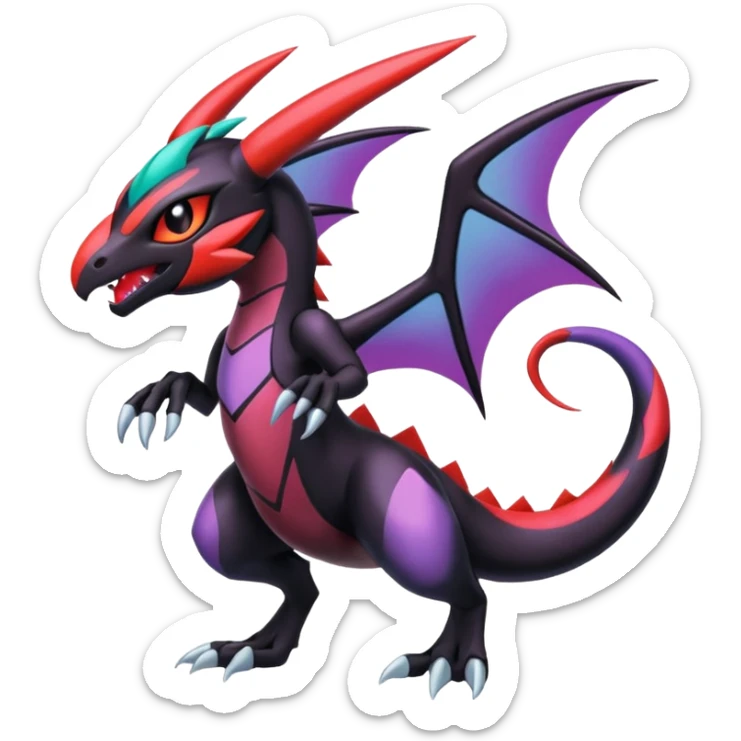Colorful Cool Badass  Meloetta-Noibat-Noivern-Salandit-Guilmon-Darkrai-Pokémon-Fakémon-fusion-hybrid-creature sticker