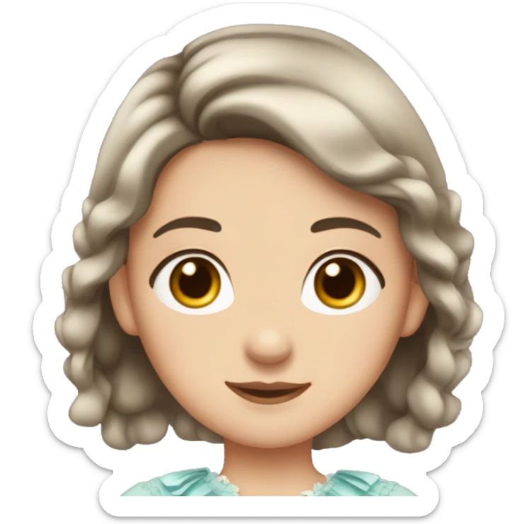 A girl with a dark brown hair and a dress with eyelashes preppy ￼ sticker