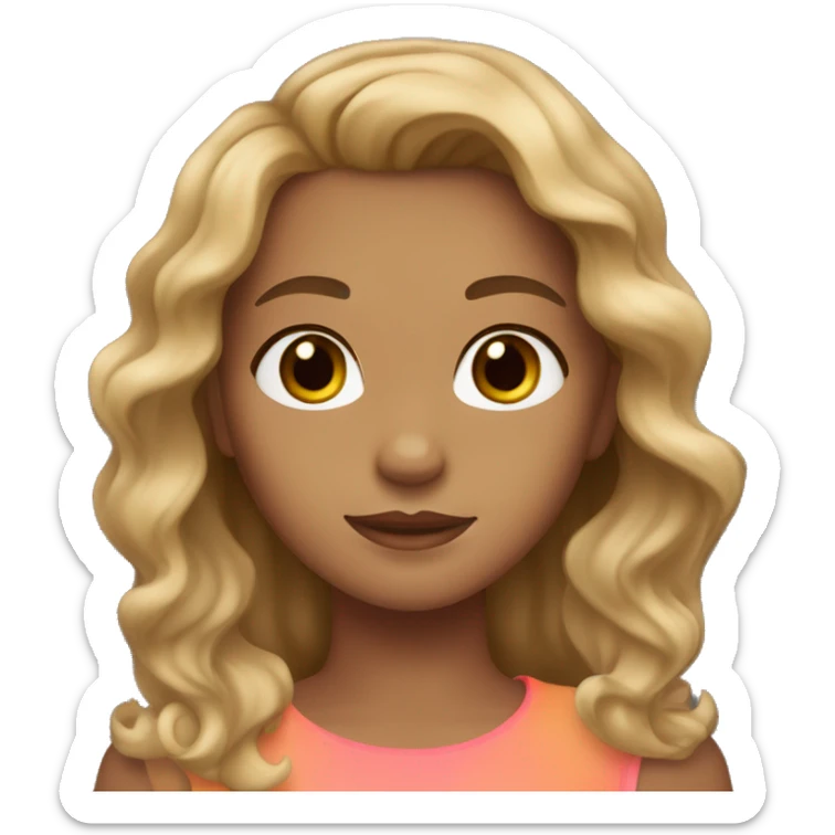 A girl with light tanned skin, dark blonde wavy hair, and hazel eyes. sticker