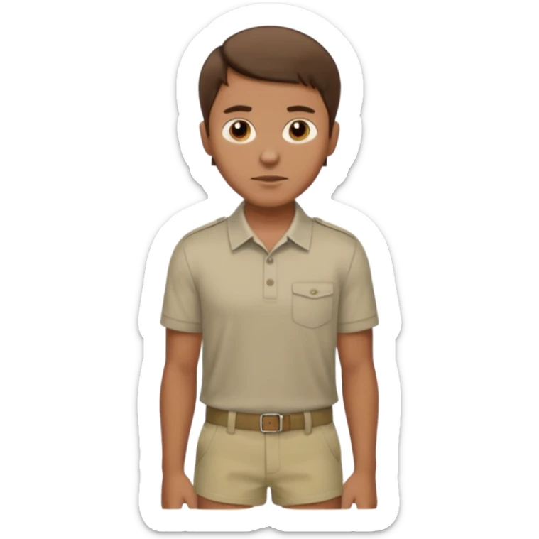 Dad with brown hair and brown eyes short hair with kinda a side part wearing a collard shirt and khaki￼ shorts sticker