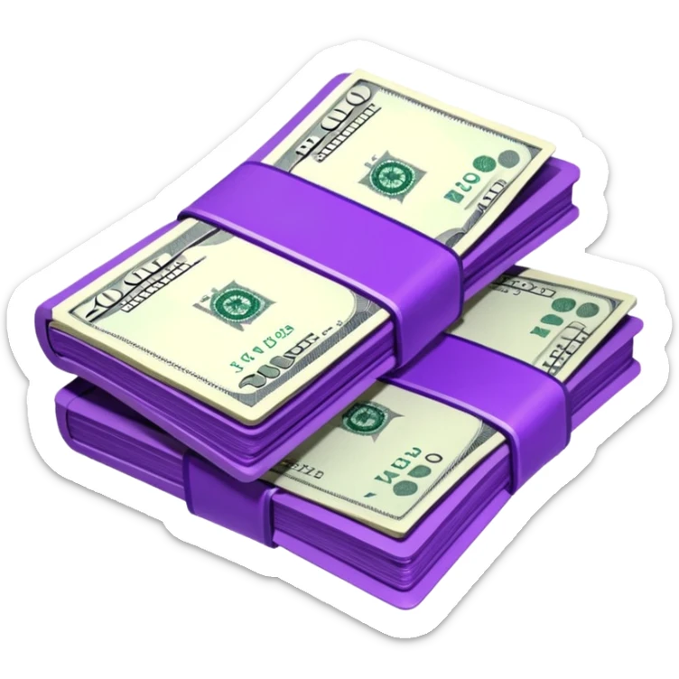 billetes en 3d morados animados sin informacion en los billetes en png sticker