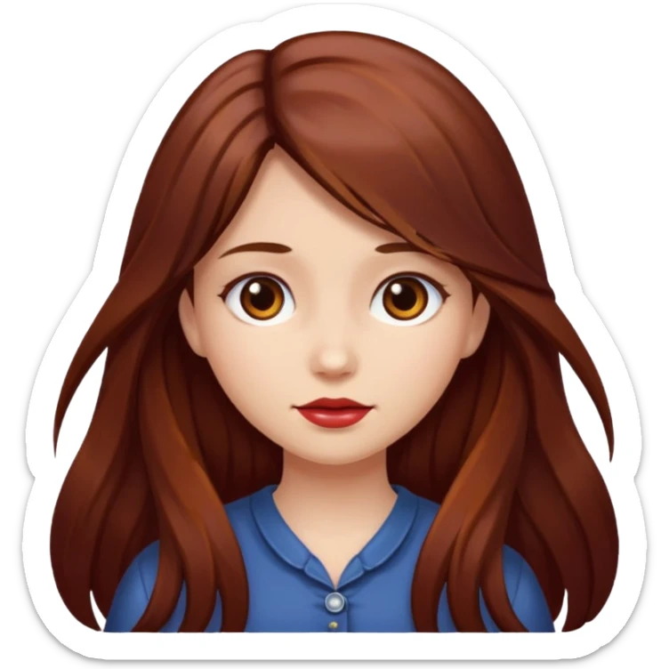 long hair girl with cherry brown color hair sticker
