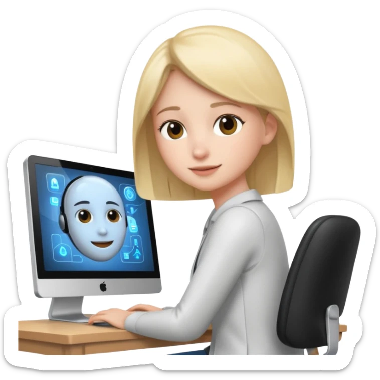 i want an emoje a person had completed his interview which is taken by Artificial interlligence in a computer sticker