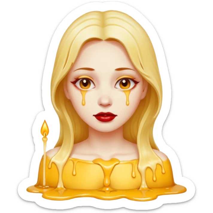 Woman dripping hot wax onto her own skin, controlled pain, ceremonial atmosphereWoman dripping hot wax onto her own skin, controlled pain, ceremonial atmosphere sticker