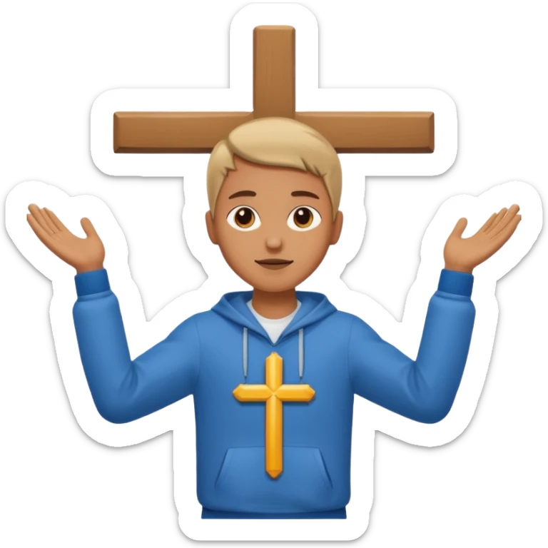 Una persona con los vrazos estirados hacia ambos lados vestido y en forma de cruz sticker