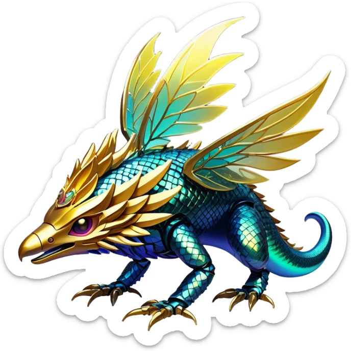  Epic legendary warm-colored fir fiery sunny rare glowing mechanical Shiny sparkly transparent bioluminescent luminescent vibrant bright pastel dark exotic iridescent colorful gradients futuristic modern metallic glossy glittery fantasy-cyber-Fakémon-Vernid-creature sticker