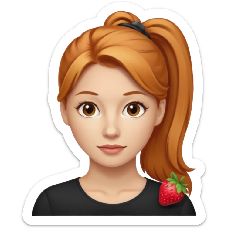 Woman 30 years old, strawberry blonde ponytail, brown eyes sticker