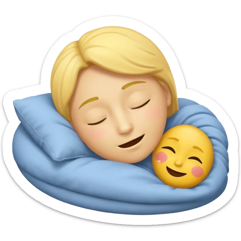 yellow face emoji, gentle smile, Zzz above the head, sleeping, classic emoji style sticker