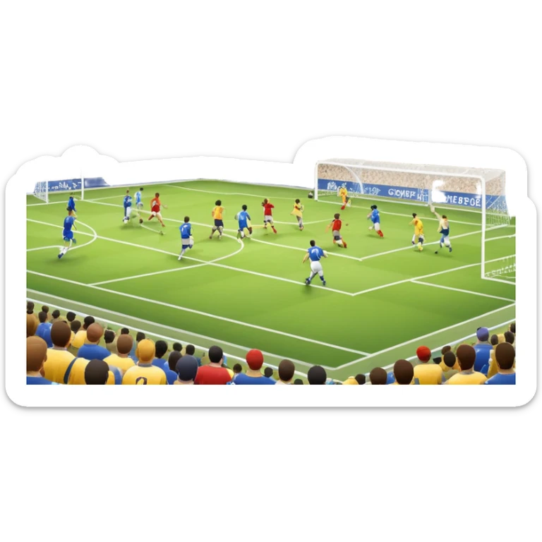 An icon showing close-up players in action, inspired by EA Sports FC 25. The design features players on the field, with the stadium lights shining brightly and a lively crowd in the stands. Transparent background highlights the energy and excitement of the match. sticker