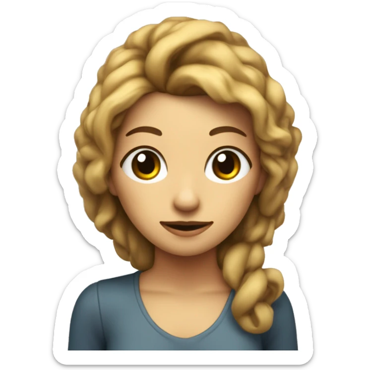 Femme de dos avec des cheveux brin et un seul œil dernière la tête un siclope sticker