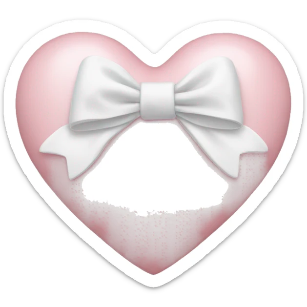 Pastel pink heart with white bow sticker