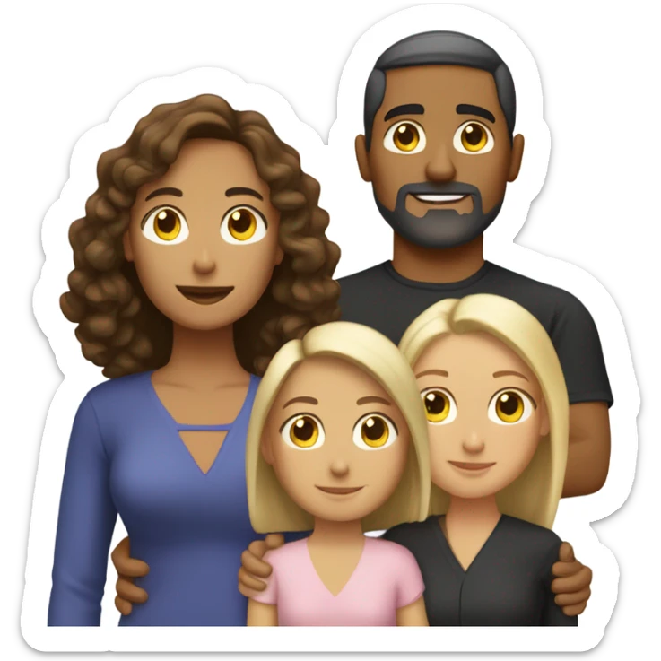 Puerto rican beard short brown hair  husband with blond long hair wife and brown long hair daughter Family  sticker