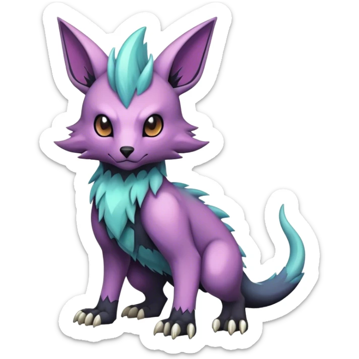 cool colorful dark pastel edgy fantasy animal hybrid Fakemon full body sticker