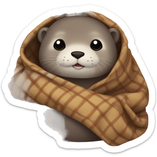 otter cozy in blanket sticker