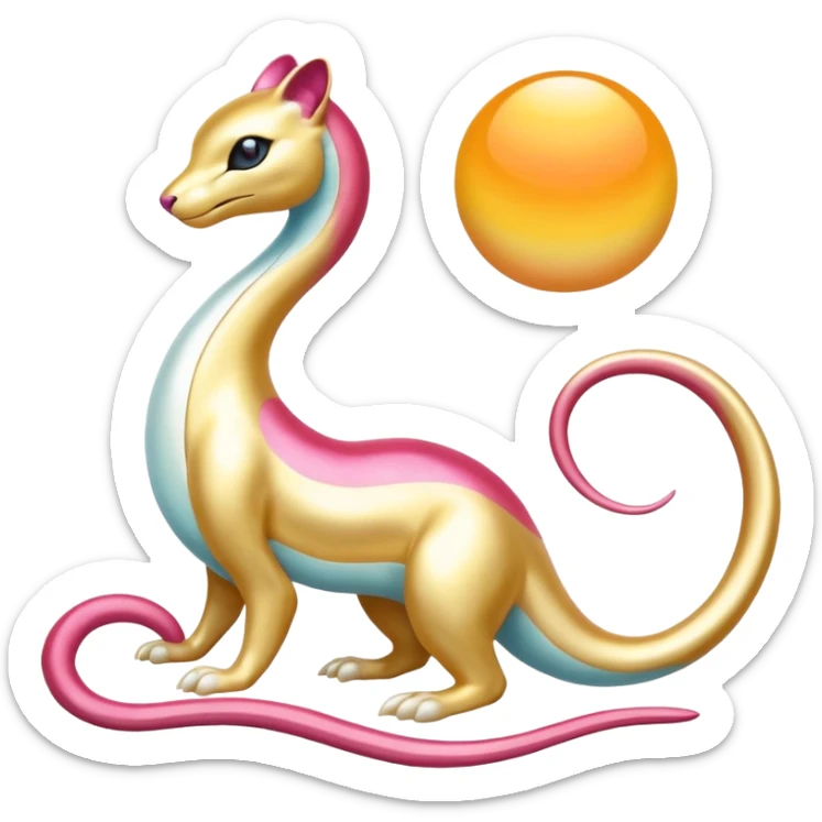 Shiny Pearl-Gold Sunset-Tinted Luxurious Elegant Smooth Milotic-Liepard-hybrid-Fakémon-creature (full body) sticker