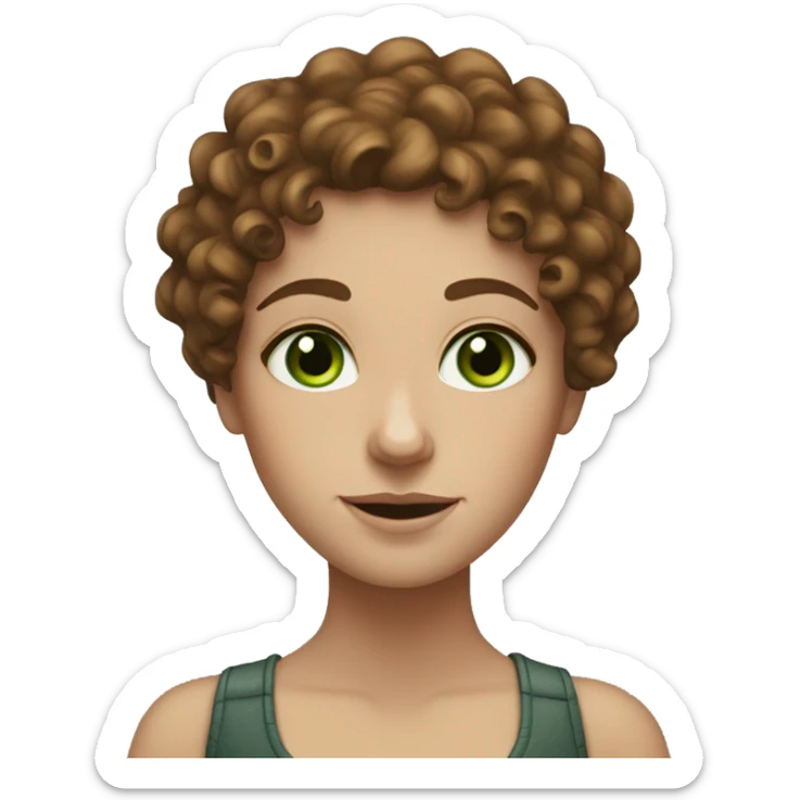 white girl with curly brown hair, freckles, and green eyes  sticker
