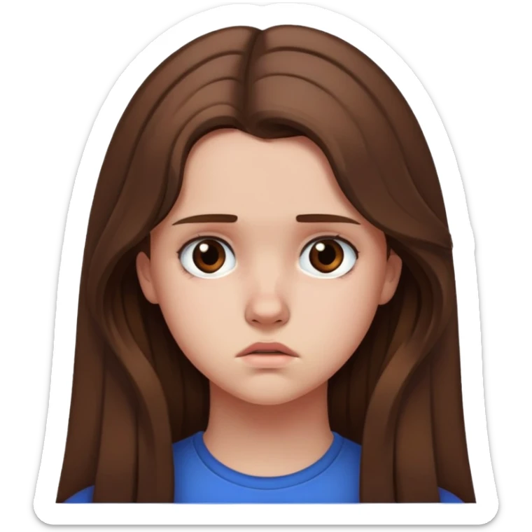 Teenage girl with long brown hair and sad expression, Hannah Baker character sticker