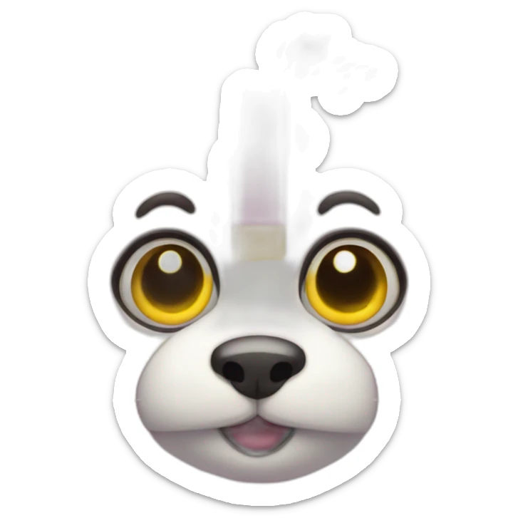 furry toy with pink and yellow stripes, big eyes and lots of teeth, no arms or legs sticker