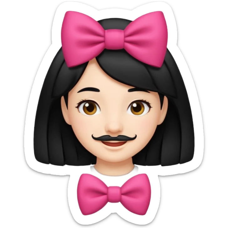 Adolf Hitler Like a girl hair with a bow  That he has black hair and a small mustache like Hitle r  sticker