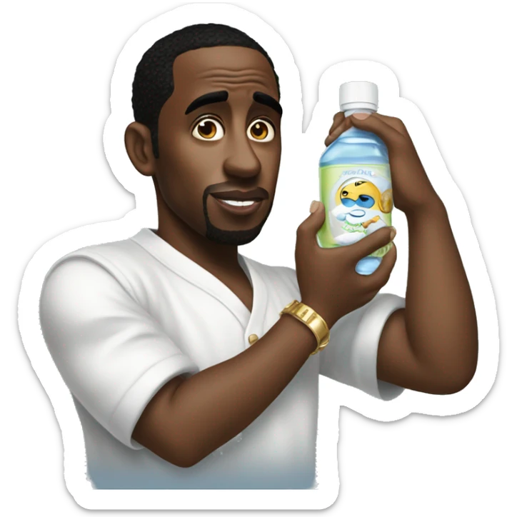 p diddy holding baby oil sticker