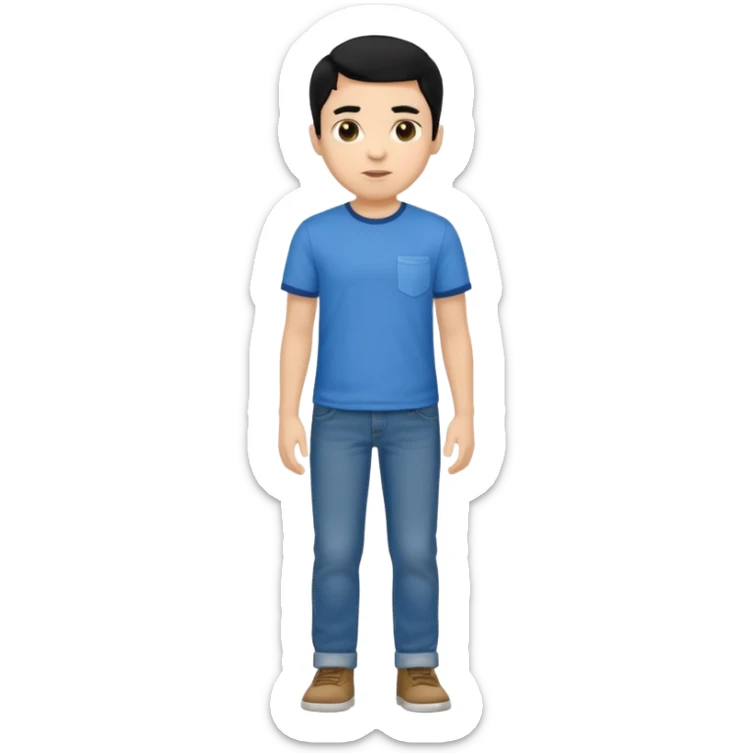 light skin black hair boy full body sticker