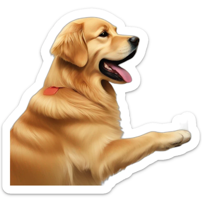 Golden retriever painting a wall of the house with intense colors sticker