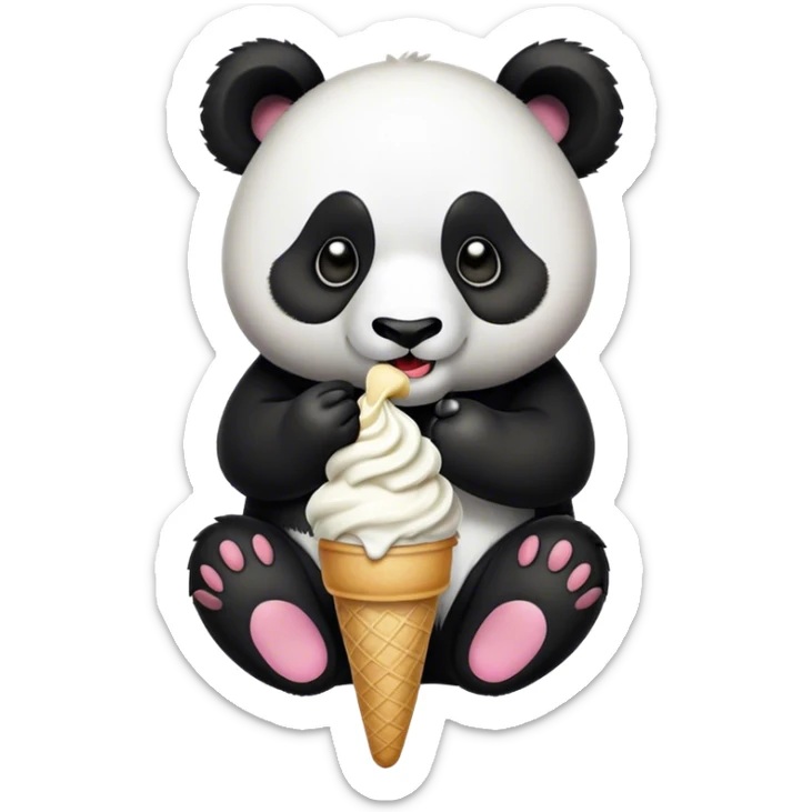 Panda eating ice cream sticker
