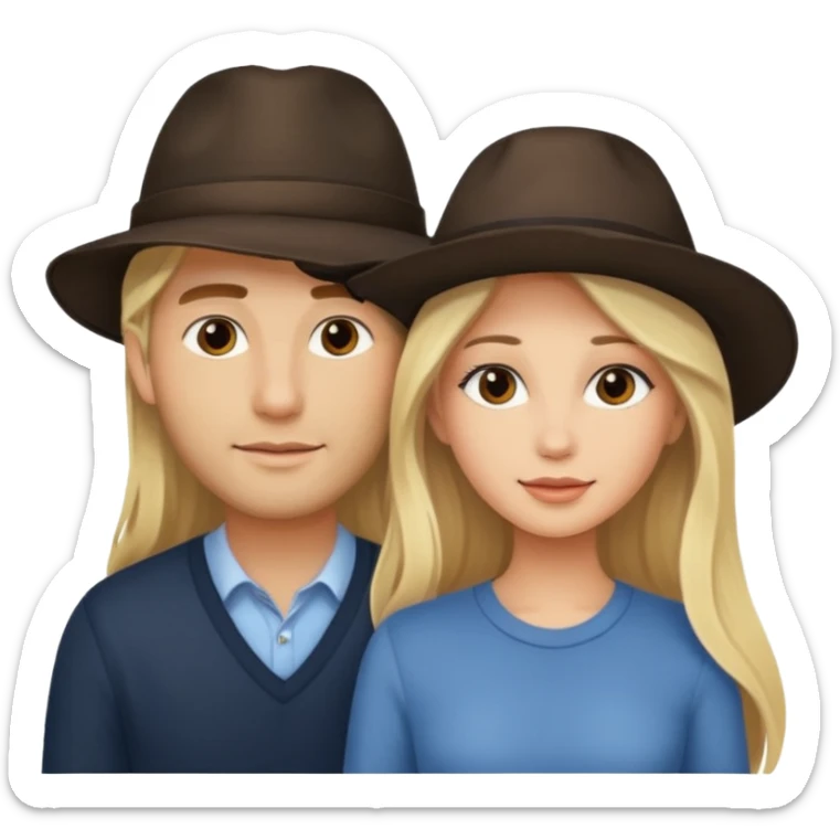 Ragazza bellissima bionda lunghi con fidanzato moro con cappello  sticker