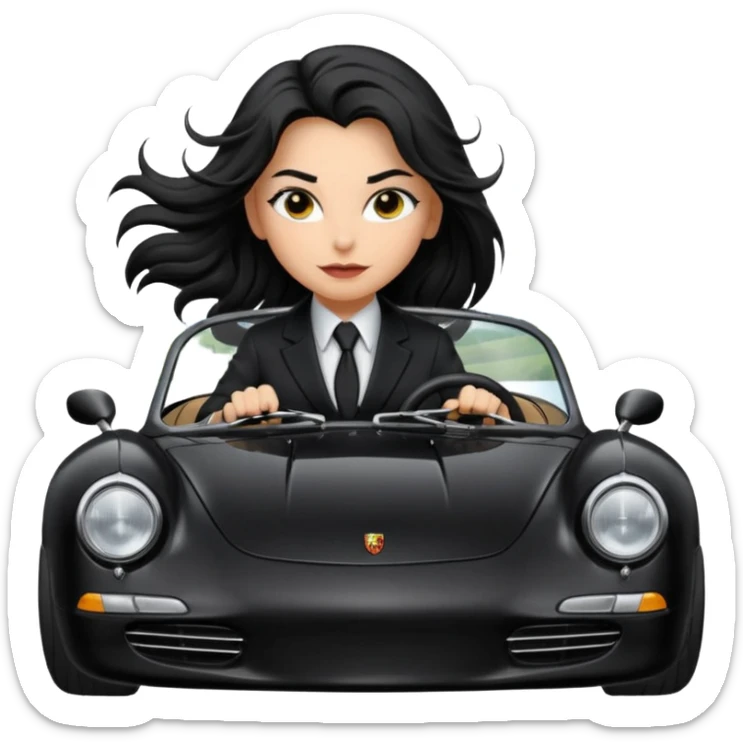 Bat Girl driving her 56 Porsche spider too fast in the country  sticker