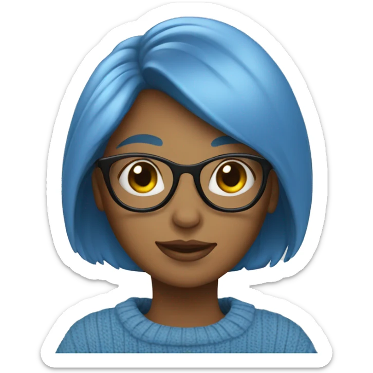 blue sweater girl in glasses sticker