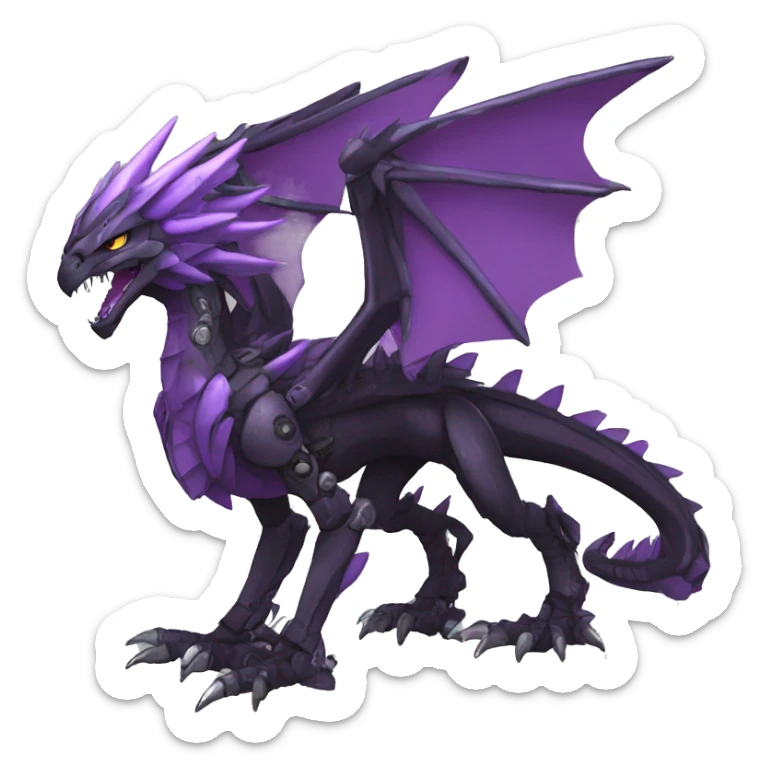  Cool Edgy Black Purple Digimon-Fakemon-Raptor-Dragon-Mecha full body sticker