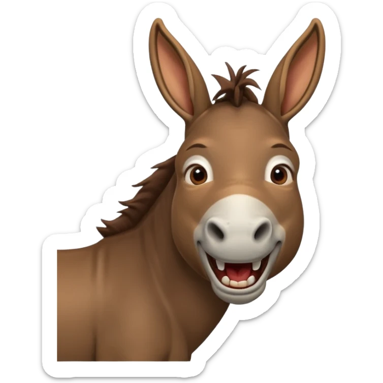 un âne vu de dos avec la tête tourner vers la croupe, qui doit être visible et rigolant de façon a donné l'impression qu'il se moque. En gros ça serait traduire parle à mon cul sticker