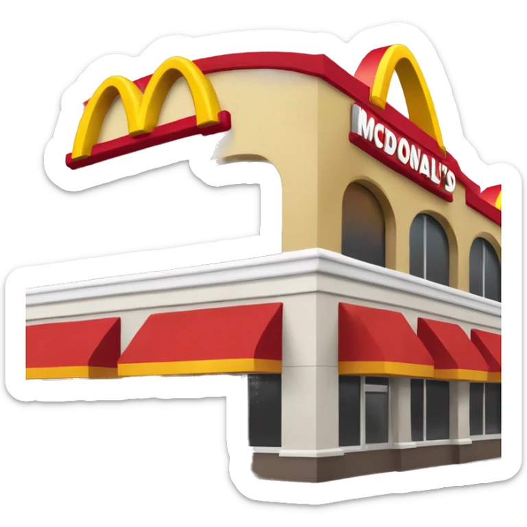 “McDonald’s store with the iconic golden arches, a red and yellow color scheme, and a simple, recognizable design that captures the essence of a fast food restaurant.” sticker