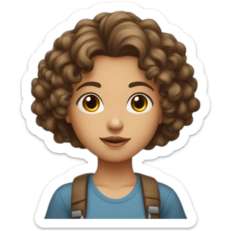 face of midle easten curly tenage girl with brown hair in T-shirt sticker