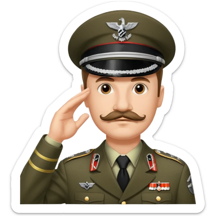 The man with the German mustache is saluting his superior officer, the Nazi commander. sticker