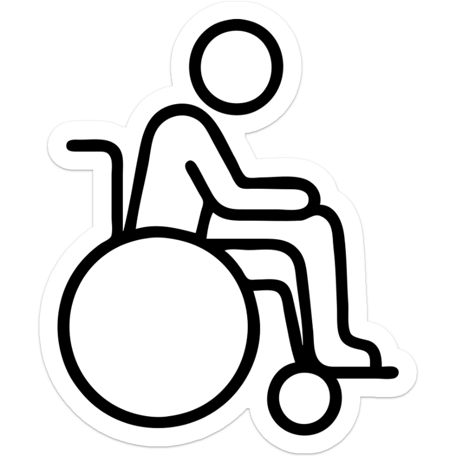 elderly person in a wheelchair, simple and clear design, minimal details, clear lines sticker