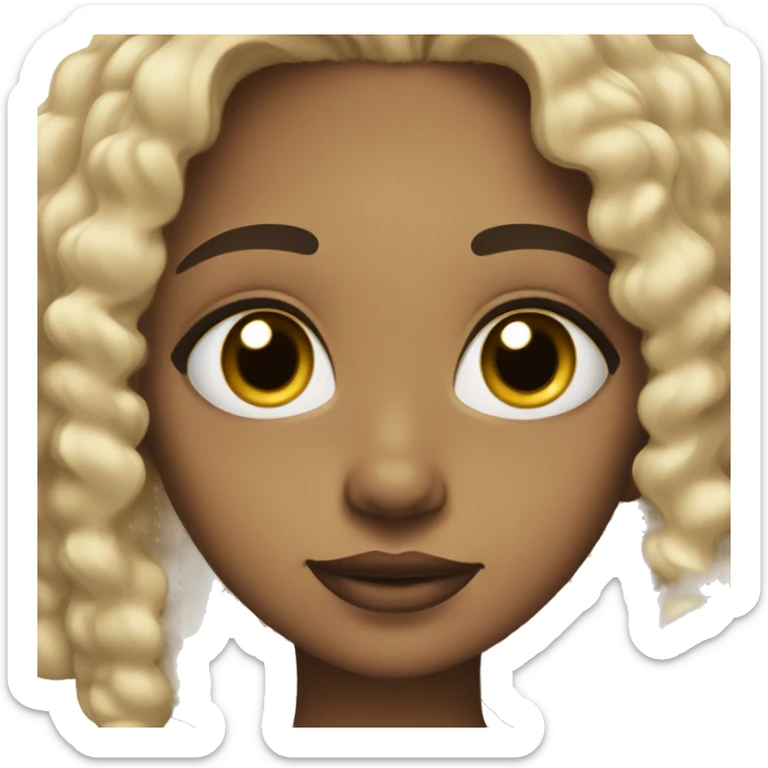 Light skin girl with brown eyes and black curly hair sticker