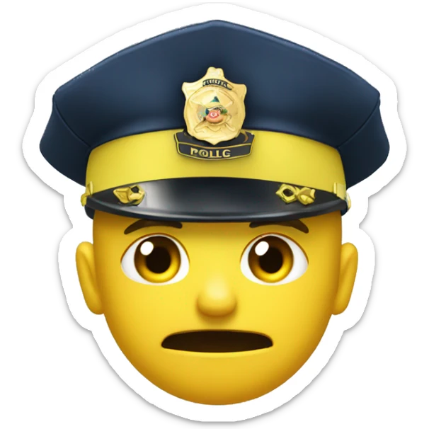 yellow male police officer emoji merged with the cry emoji. Make the officer emoji cry a stream of tears sticker