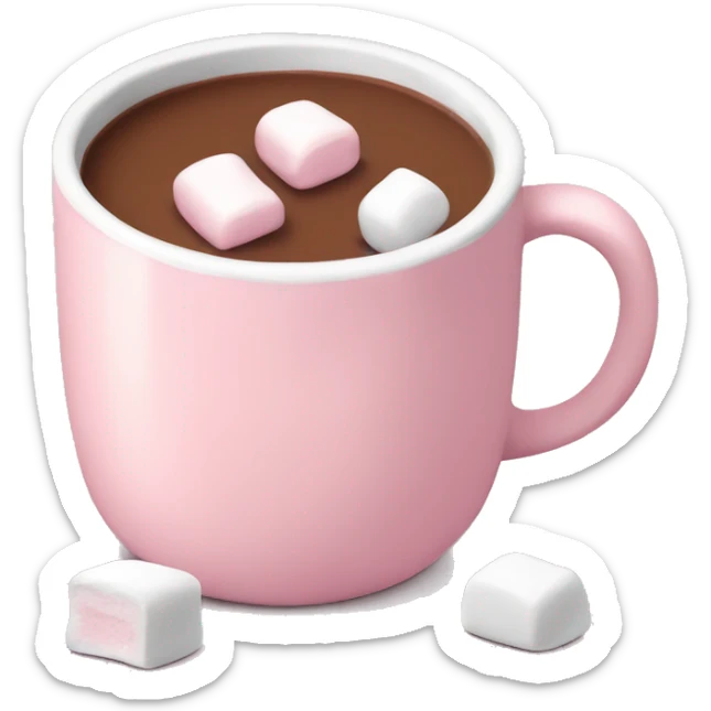 Light Pink mug of hot chocolate with marshmallows  sticker
