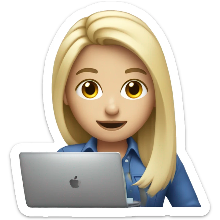 SOCIAL MEDIA MANGER,  A GIRL WITH BLONDE HAIR HOLDING LAPTOP AND A PHONE sticker
