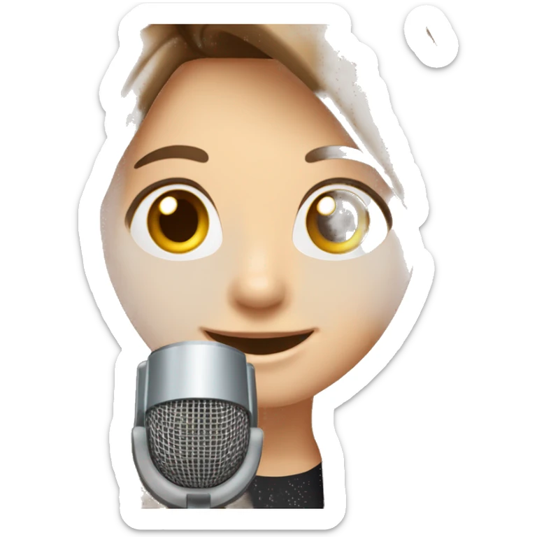 happy-girl-with-long-brown-straight-hair-white-skin-brown-eyes-holding microphone sticker