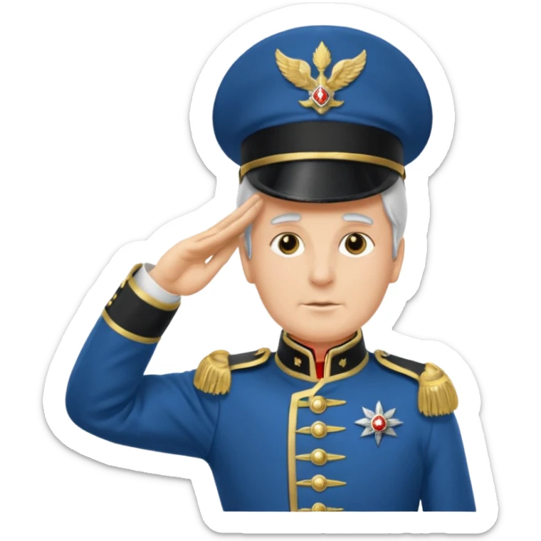Vieille Garde soldier Napoleonic era saluting blue uniform gold trim bearskin hat friendly sticker