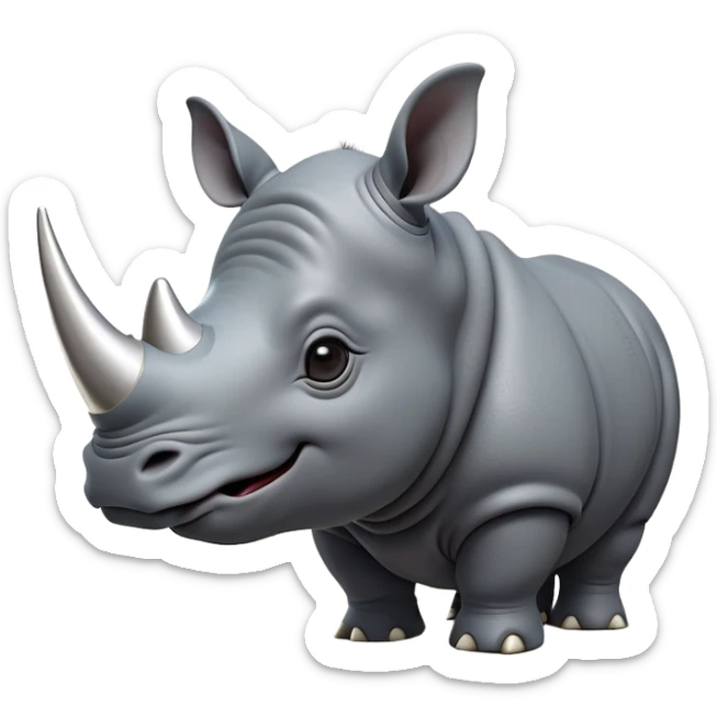 cinematic-cute-rhinoceros-zomed-out-portrait-emoji,-head-tilted-playfully-and-inquisitively,-featuring-a-rugged,-glossy-slate-gray-hide-with-a-gentle,-rounded-ivory-horn-and-round,-sparkling-eyes-filled-with-curious-wonder, sticker