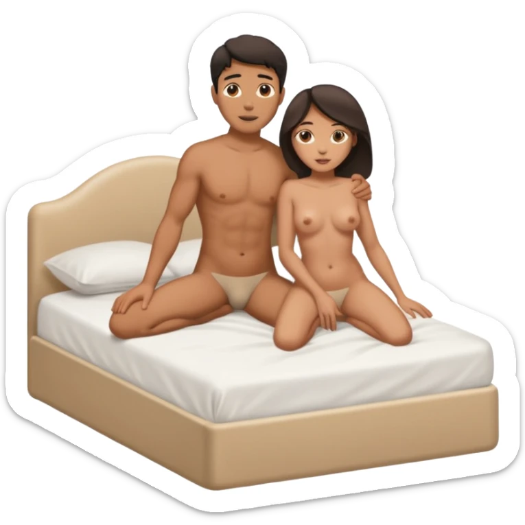 naked mixed man fucks naked woman. Botha of them are having sex on the bed. Action is showed in full height sticker