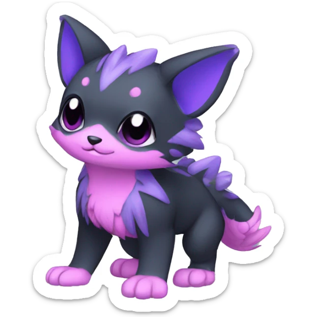 Cute cool black blue purple pink animal hybrid Fakemon full body sticker