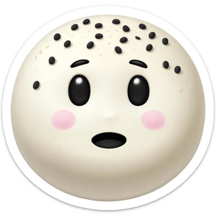 black sesame seeds inside center of each small glutinous rice flour balls with no face sticker