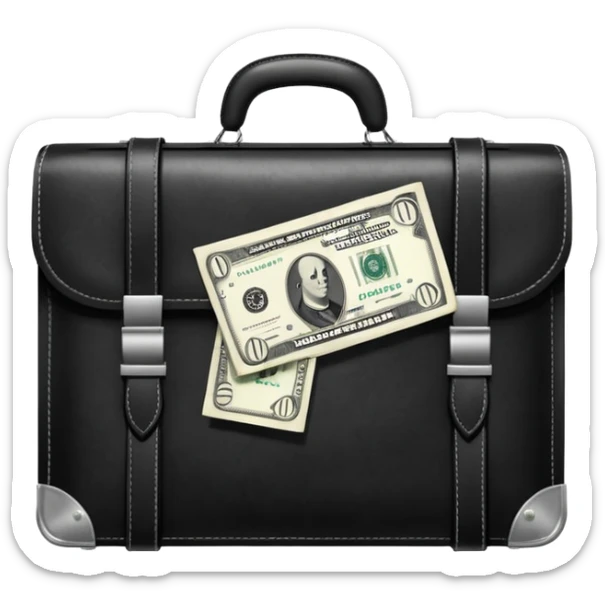 maletin cerrado que se le escapan un par de billetes por los costados sticker