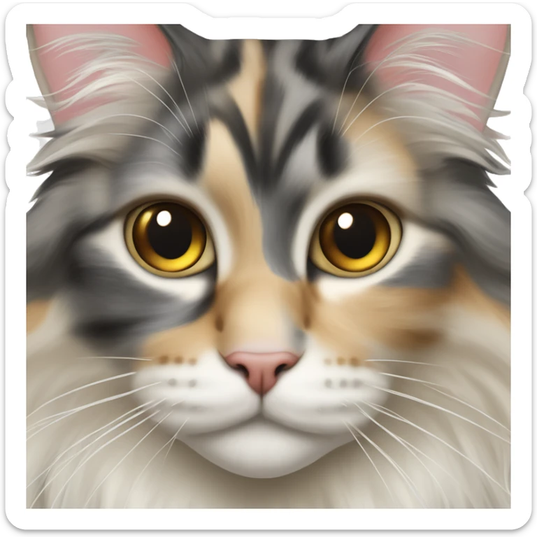 Head of Maine coon dilute Calico half face color sticker